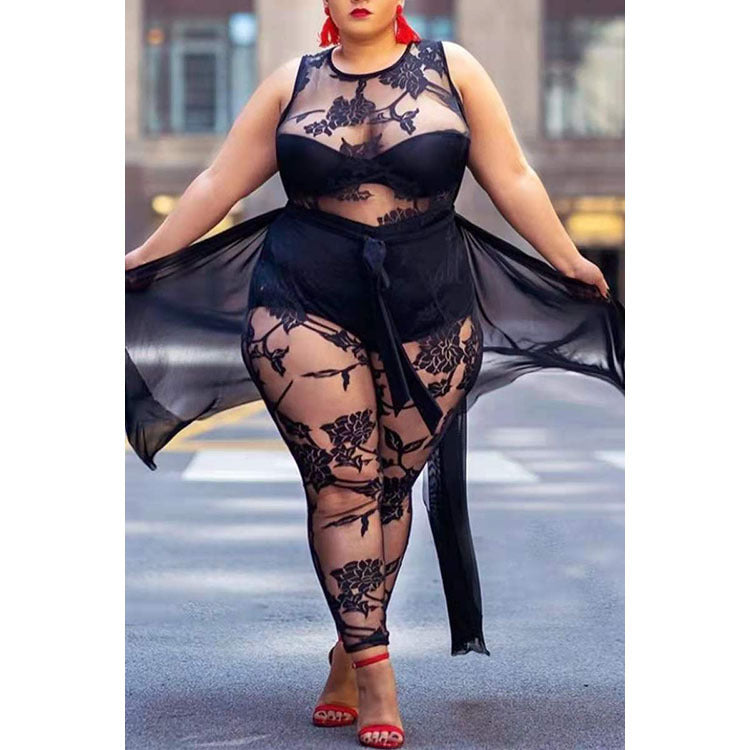 Plus Size Flocking Jumpsuit