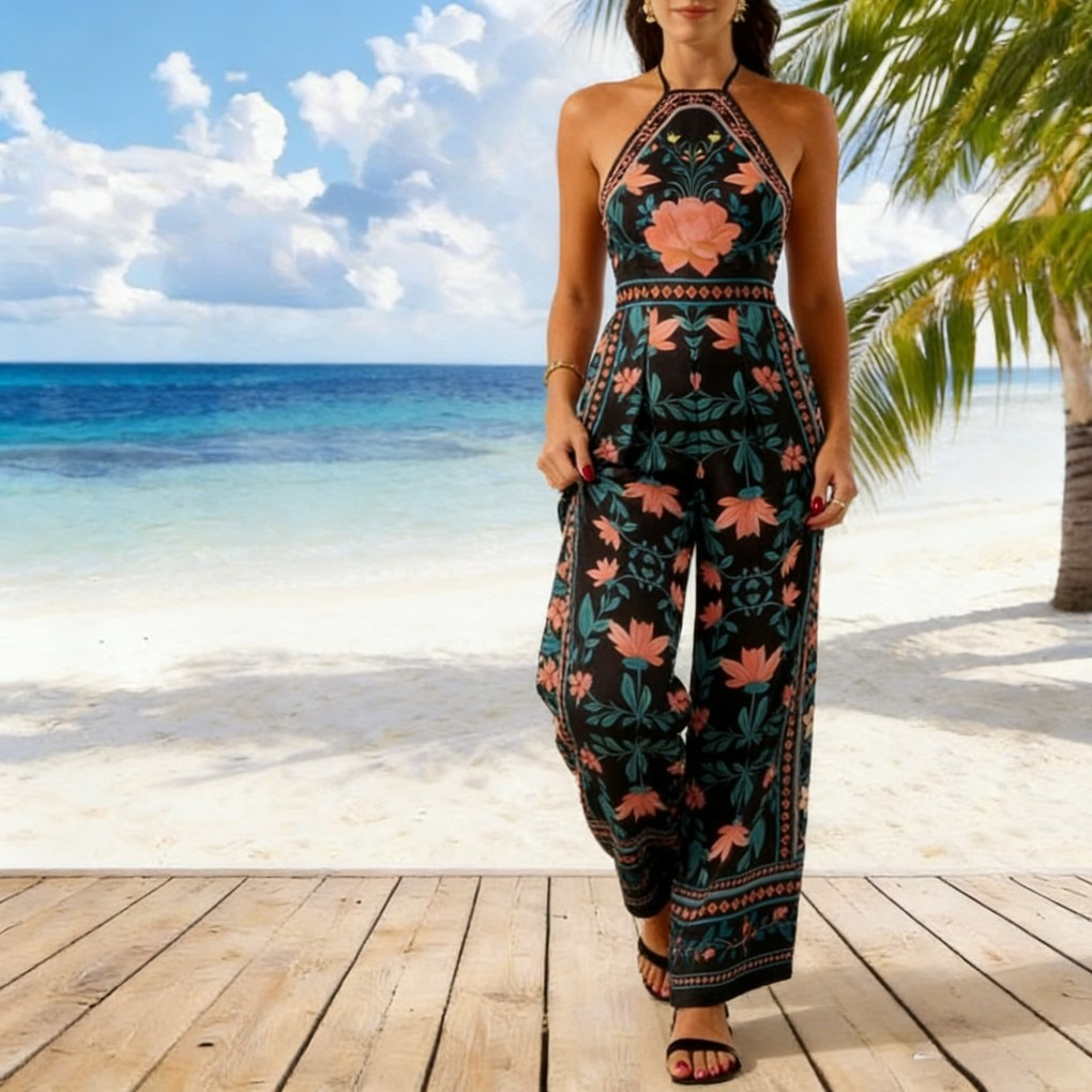 Printed Wide-Leg Jumpsuit