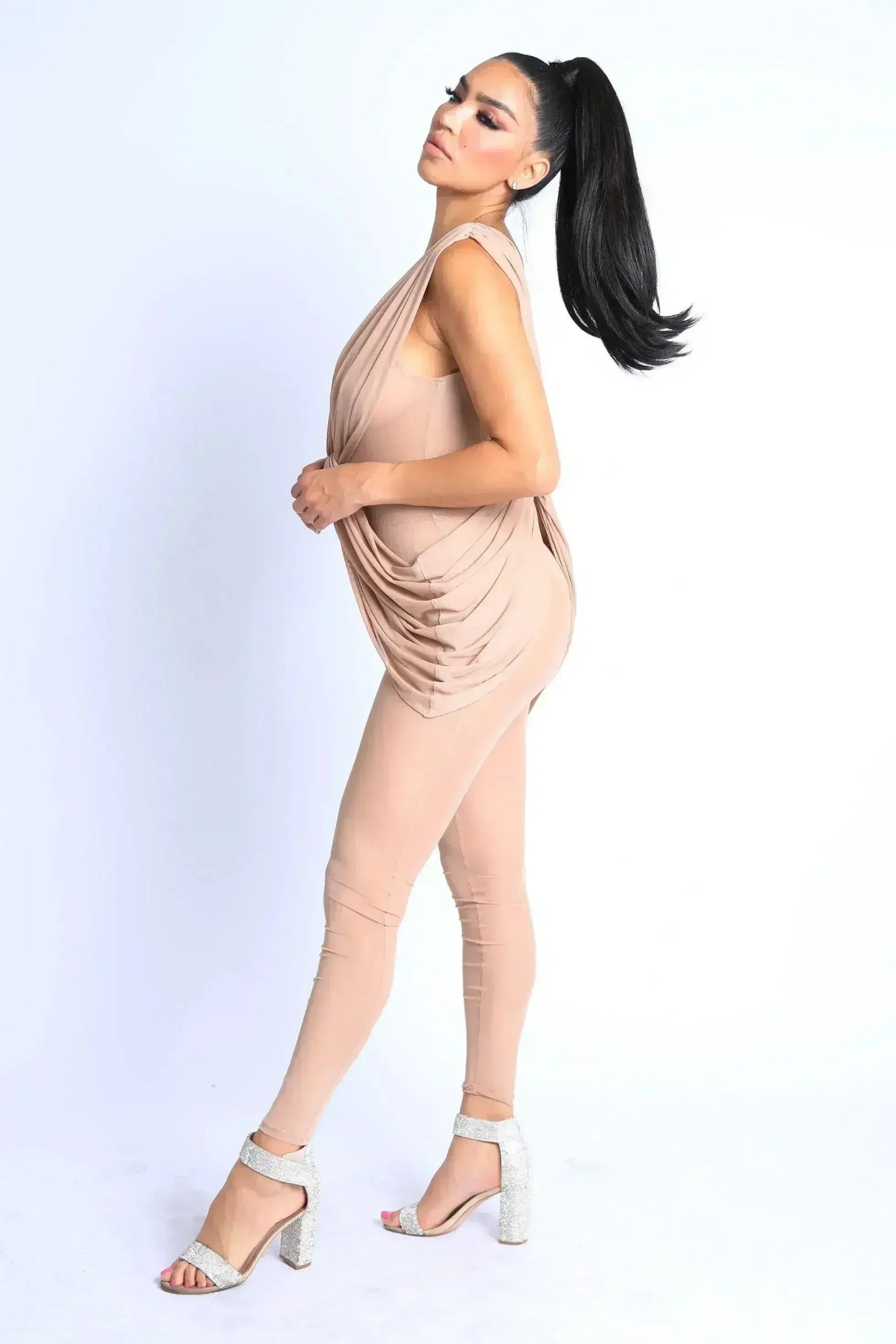 Sexy Draped Mesh Jumpsuit