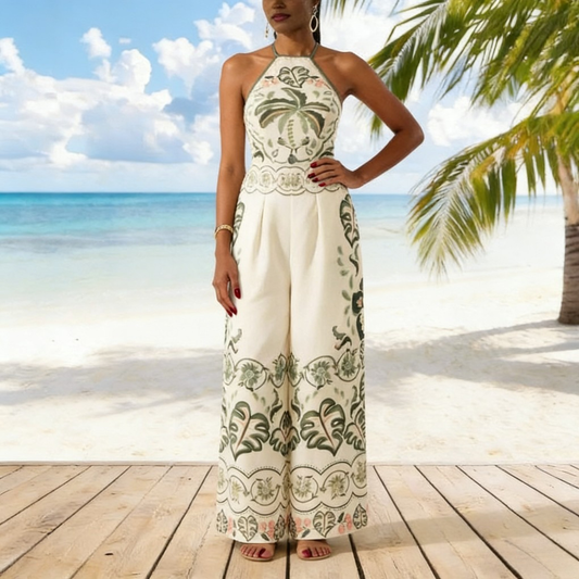 Printed Wide-Leg Jumpsuit