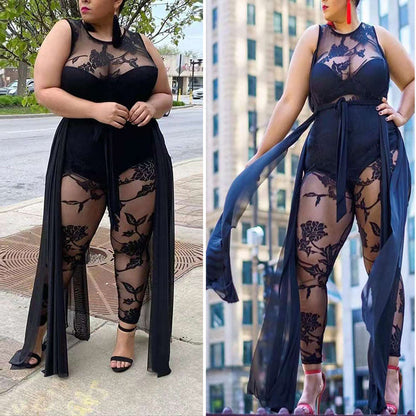 Plus Size Flocking Jumpsuit