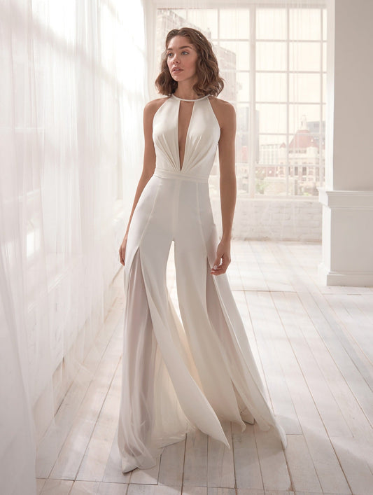 Deep V-Neck Halter Jumpsuit