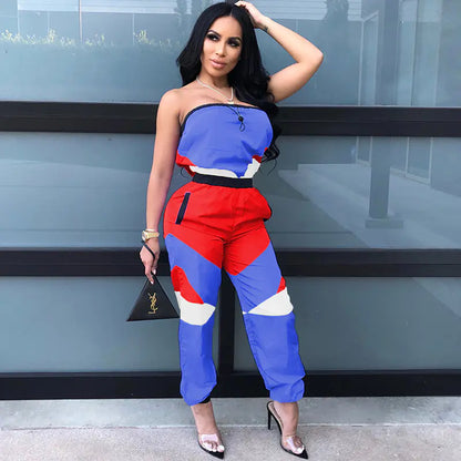 Color Block Strapless Jumpsuit