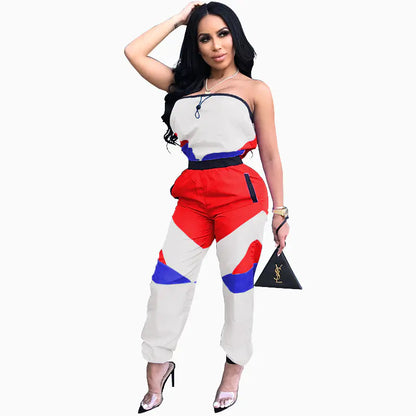 Color Block Strapless Jumpsuit