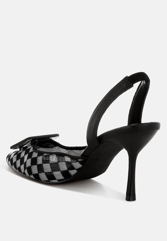 Freya Mesh Checkered Pointy Stiletto Heels
