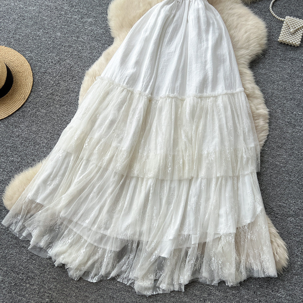 White Lace Halter Beach Dress