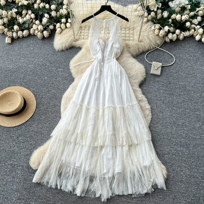 White Lace Halter Beach Dress