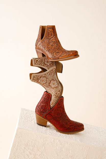 Western Moxie Hand-Tooled Booties