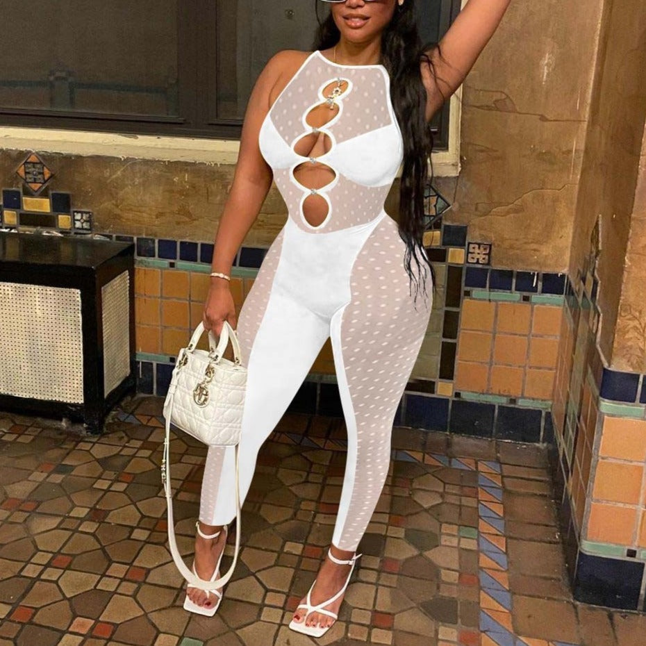 Mesh Sleeveless Jumpsuit
