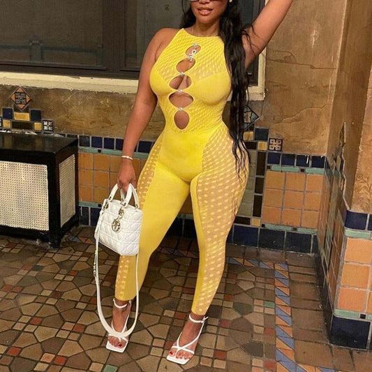 Mesh Sleeveless Jumpsuit