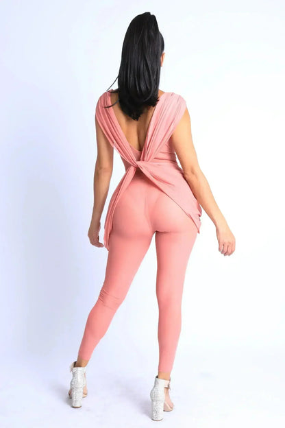 Sexy Draped Mesh Jumpsuit