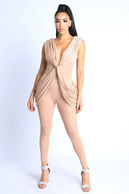 Sexy Draped Mesh Jumpsuit
