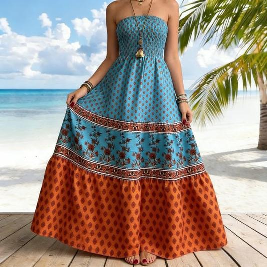 Summer Trendy Strapless Maxi Dress
